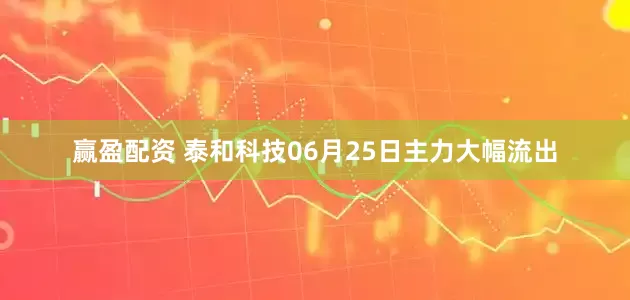 赢盈配资 泰和科技06月25日主力大幅流出